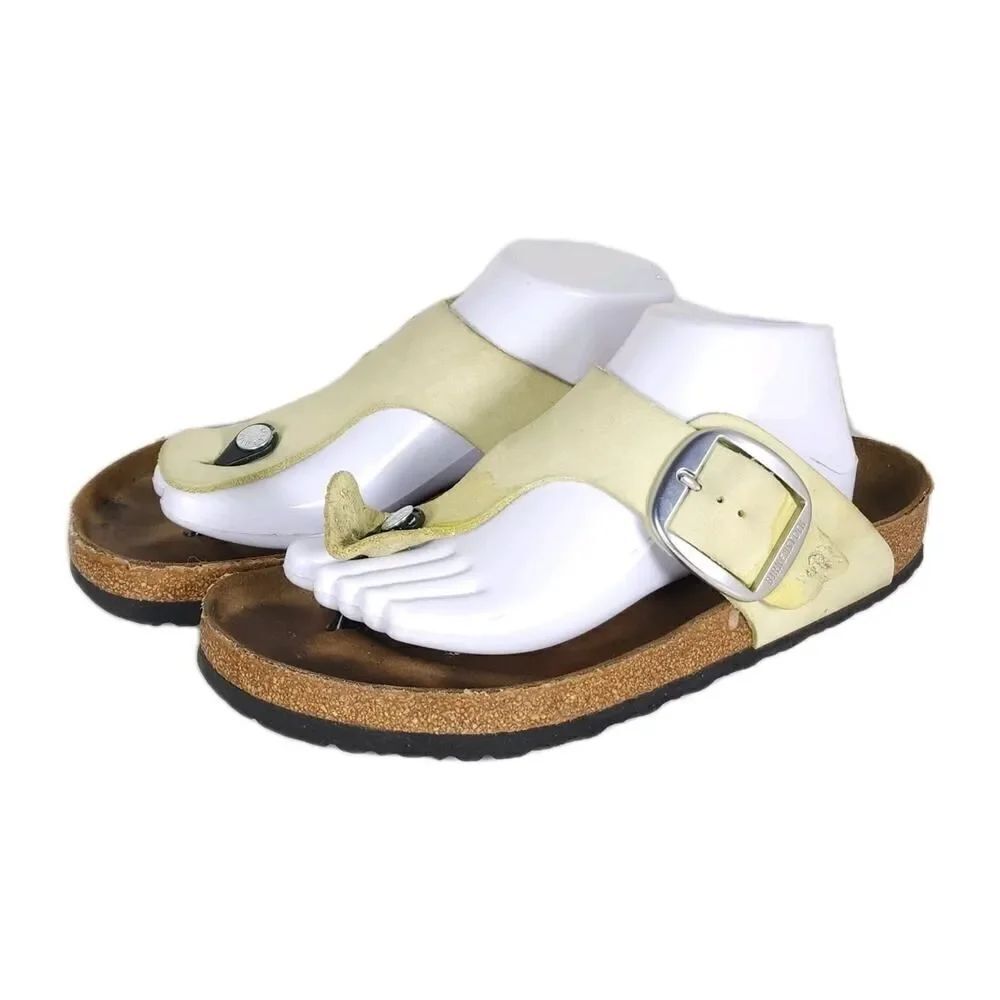 Birkenstock Women's Gizeh Big Buckle EU42 US11 Nubuck Faded Lime Thong Sandals